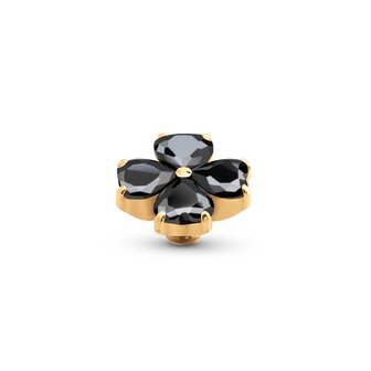 Steentje twisted Heart Clover Black 10mm goud TMG1 - Melano