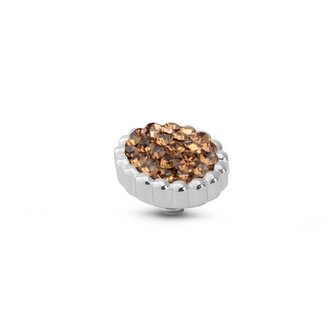 Steentje twisted Bali Flat stone Coffee 9 mm zilver TME9 - Melano