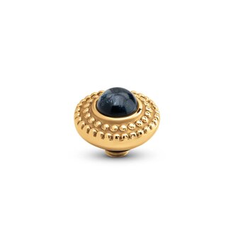 Steentje twisted Bali Bulb Blue Tigereye goud TMG8 - Melano
