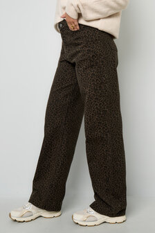 Broek Leopard jeans donkerbruin