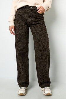 Broek Leopard jeans donkerbruin