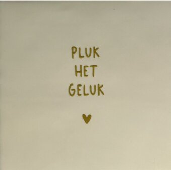 Tegeltje pluk het geluk creme/goud - YETT