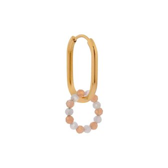 Oorbel per stuk LK409 ovale hoop oranje goud - Label Kiki