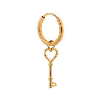 Oorbel per stuk LK412 Kikey hoop goud - Label Kiki