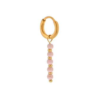 Oorbel per stuk LK413 pink dottie hoop goud - Label Kiki