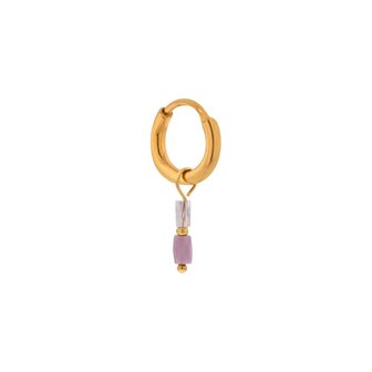 Oorbel per stuk LK416 terra lilac hoop goud - Label Kiki
