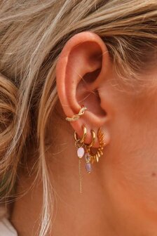 Oorbel per stuk LK416 terra lilac hoop goud - Label Kiki