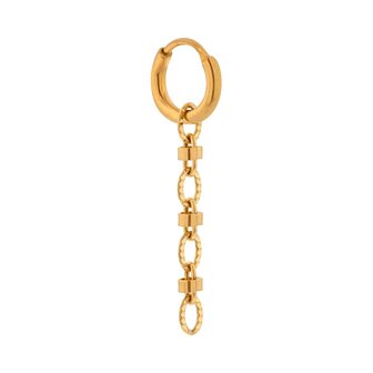 Oorbel per stuk LK417 oval loop hoop goud - Label Kiki
