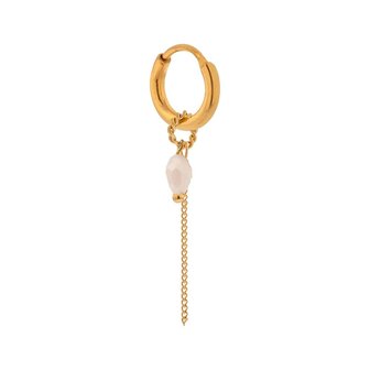 Oorbel per stuk LK422 chain nude hoop goud - Label Kiki