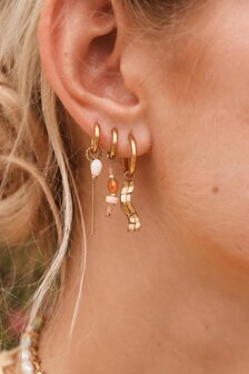 Oorbel per stuk LK422 chain nude hoop goud - Label Kiki