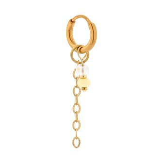 Oorbel per stuk LK423 chain yellow hoop goud - Label Kiki