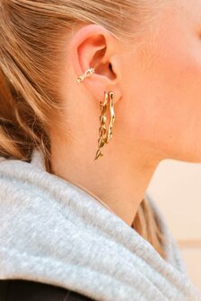 Oorbel per stuk LK424 half heart hoop goud - Label Kiki
