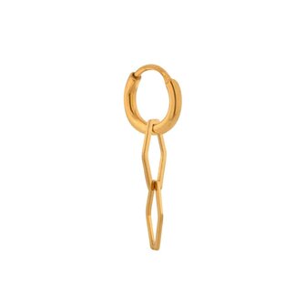 Oorbel per stuk LK425 wobbly hoop goud - Label Kiki