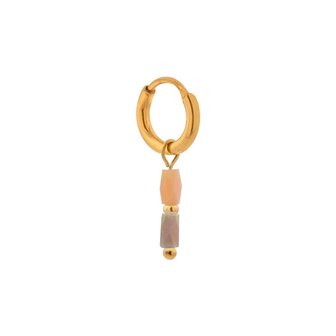Oorbel per stuk LK430 natural terra hoop goud - Label Kiki