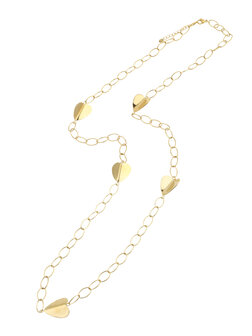 Lange ketting schakel hartjes goud - Rose &amp; Camellia