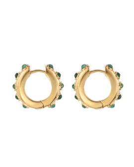 Oorbellen hoops groen goud - Rose &amp; Camellia