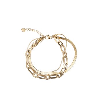 Armband dubbel snake schakel goud - Rose &amp; Camellia