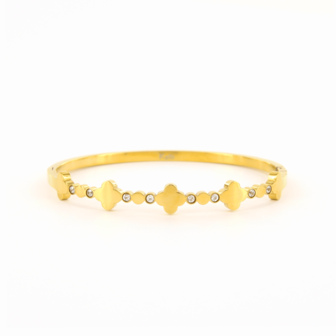Bangle Klavertjevier en zirkonia steentjes Ilona goud - Kalli