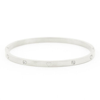Bangle Hartje zirkonia smal Nowi zilver - Kalli