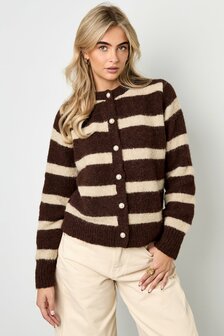 Vest gestreept bruin met parel knopen