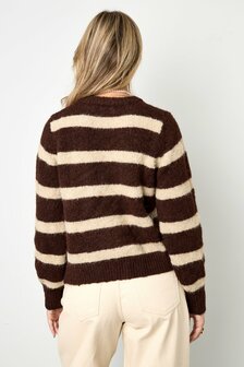 Vest gestreept bruin met parel knopen