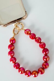 Telefoonkoord kort discobal rood