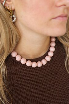 Ketting K.SK.238.1 Kralen bare blush goud - Label Kiki