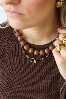 Ketting K.SK.240.1 Luna brown goud - Label Kiki
