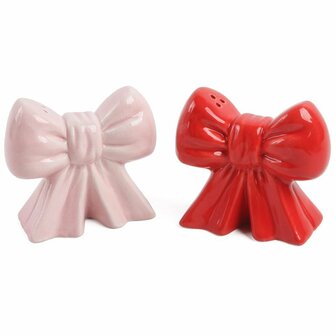 Peper en zoutstel strikjes - rood roze
