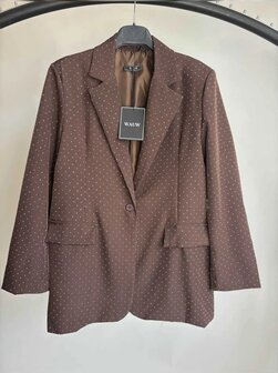 Blazer met steentjes donkerbruin