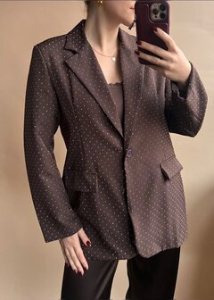 Blazer met steentjes donkerbruin