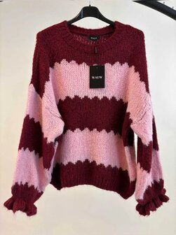 Trui gestreept roze / rood