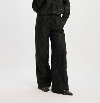 Broek met gebloemde stof Mara zwart - Refined Department