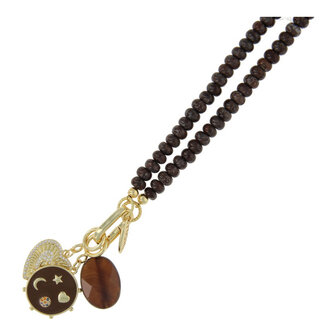 Ketting donut smal 4x6mm met clip en bedels FJ7891 - Fushi