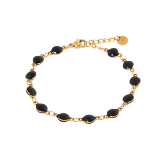 Armband K.SA.345.1 black round goud - Label Kiki