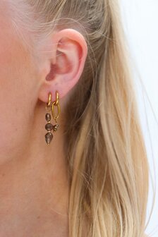 Oorbel per stuk K.SH.353.1 Grey diamonds hoop goud - Label Kiki