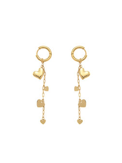 Oorbellen hangende hartjes goud - Rose &amp; Camellia