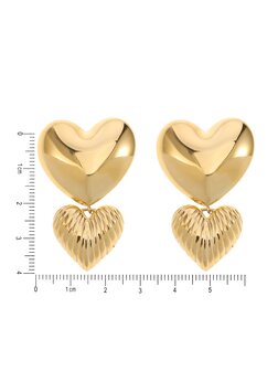 Oorbellen dubbele hartjes goud - Rose &amp; Camellia