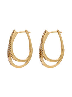 Oorbellen dubbel diamantjes goud - Rose &amp; Camellia