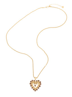 Lange ketting hart met kraaltjes goud - Rose &amp; Camellia