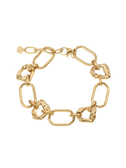 Armband schakel bewerkt en glad goud - Rose &amp; Camellia