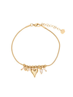 Armband hartje en kraaltjes goud - Rose &amp; Camellia