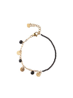 Armband kraaltje en muntjes zwart goud - Rose &amp; Camellia