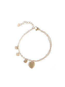 Armband groot hartje en hartjes goud - Rose &amp; Camellia