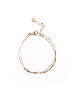Armband dubbel parel goud - Rose &amp; Camellia