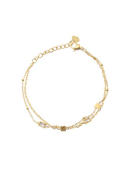 Armband dubbel blokjes goud - Rose &amp; Camellia