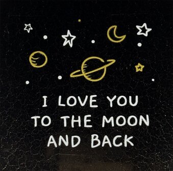 Tegeltje I love you to the moon and back goud/creme  - YETT