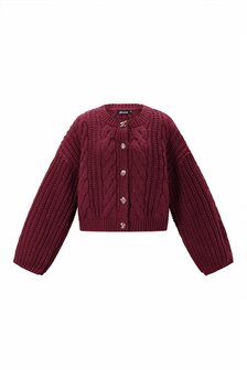 Vest gebreid met gouden knopen - bordeaux rood
