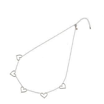 Ketting N56489-1 long 5 hearts zilver - ​​​​​​​Day&amp;Eve