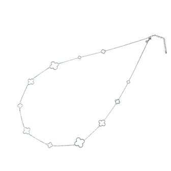 Ketting N4707-1 long clover zilver - ​​​​​​​Day&amp;Eve
